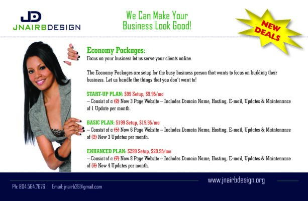 Economy Packages: Focus on your business let us serve your clients online.